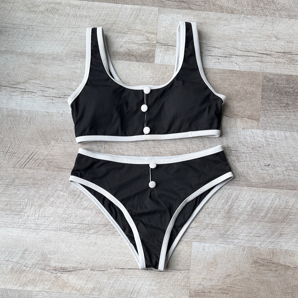 Commense retro Black and White Bikini Set